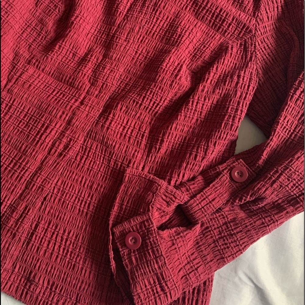 CJ Banks Button-Down Burgundy Shirt sz 10 (X) - Picture 3 of 5